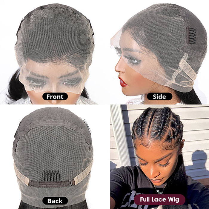 Full Lace Human Hair Wigs for Women Straight Lace Front Wig Pre Plucked