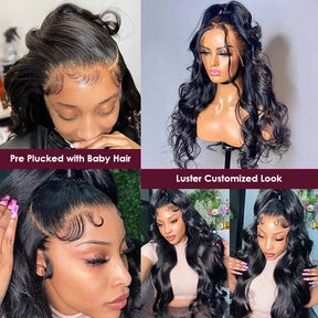 Body Wave Transparent HD Full Lace Frontal Human Hair Wigs Pre Plucked