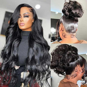 Body Wave Transparent HD Full Lace Frontal Human Hair Wigs Pre Plucked
